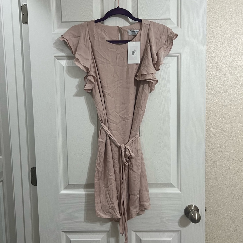 Elegant Blush Pink Ruffle Dress